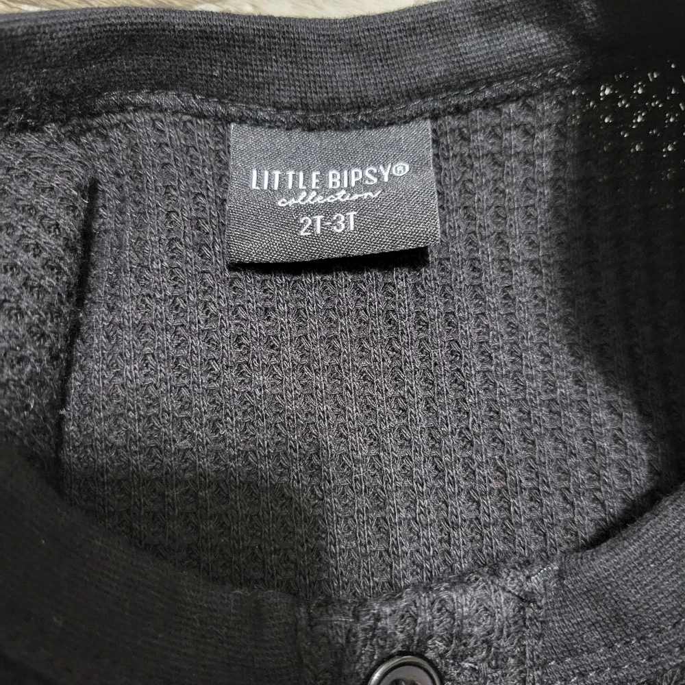 Toddler Little Bipsy Black Waffle Knit Long Sleeve Dress Size 2T/3T